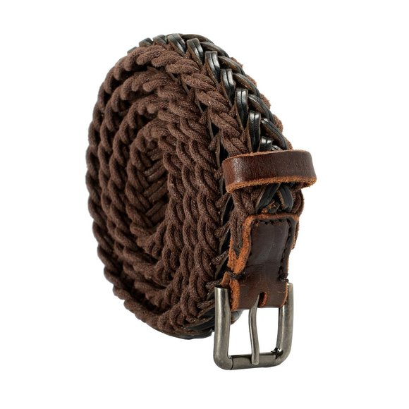 Dolce & Gabbana Unisex Brown Canvas & Leather Braided Belt US 38 IT 95